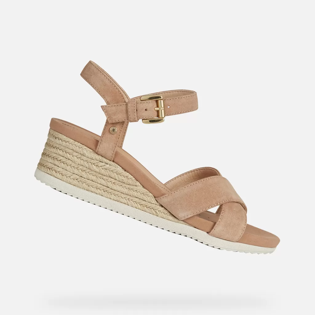 Respira™ | Scarpe con zeppa<Geox ISCHIA CORDA DONNA - SANDALI da donna nude scuro