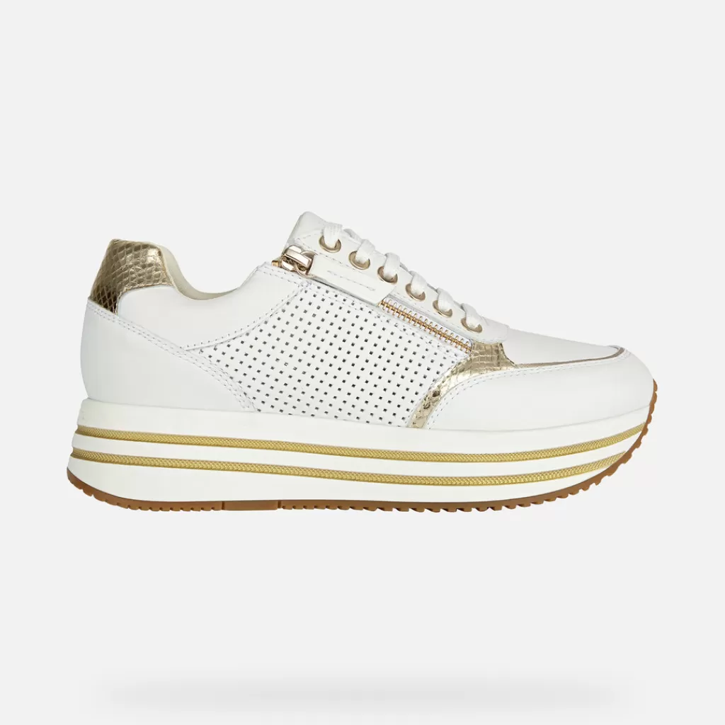 Respira™ | Scarpe con zeppa<Geox KENCY DONNA - SNEAKERS da donna bianco/oro chiaro